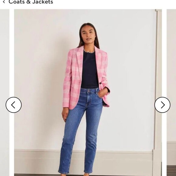 Boden Women's Atkins British Tweed Blazer - Pink Check - Picture 3 of 5